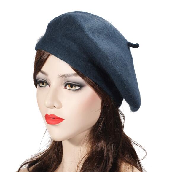 5289 Wool Beret Hat Classic Solid Color French Beret For Women Girls (blue) main image 6